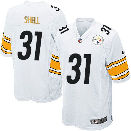 Men Pittsburgh Steelers 31 Shell Nike White Game Player NFL Jersey